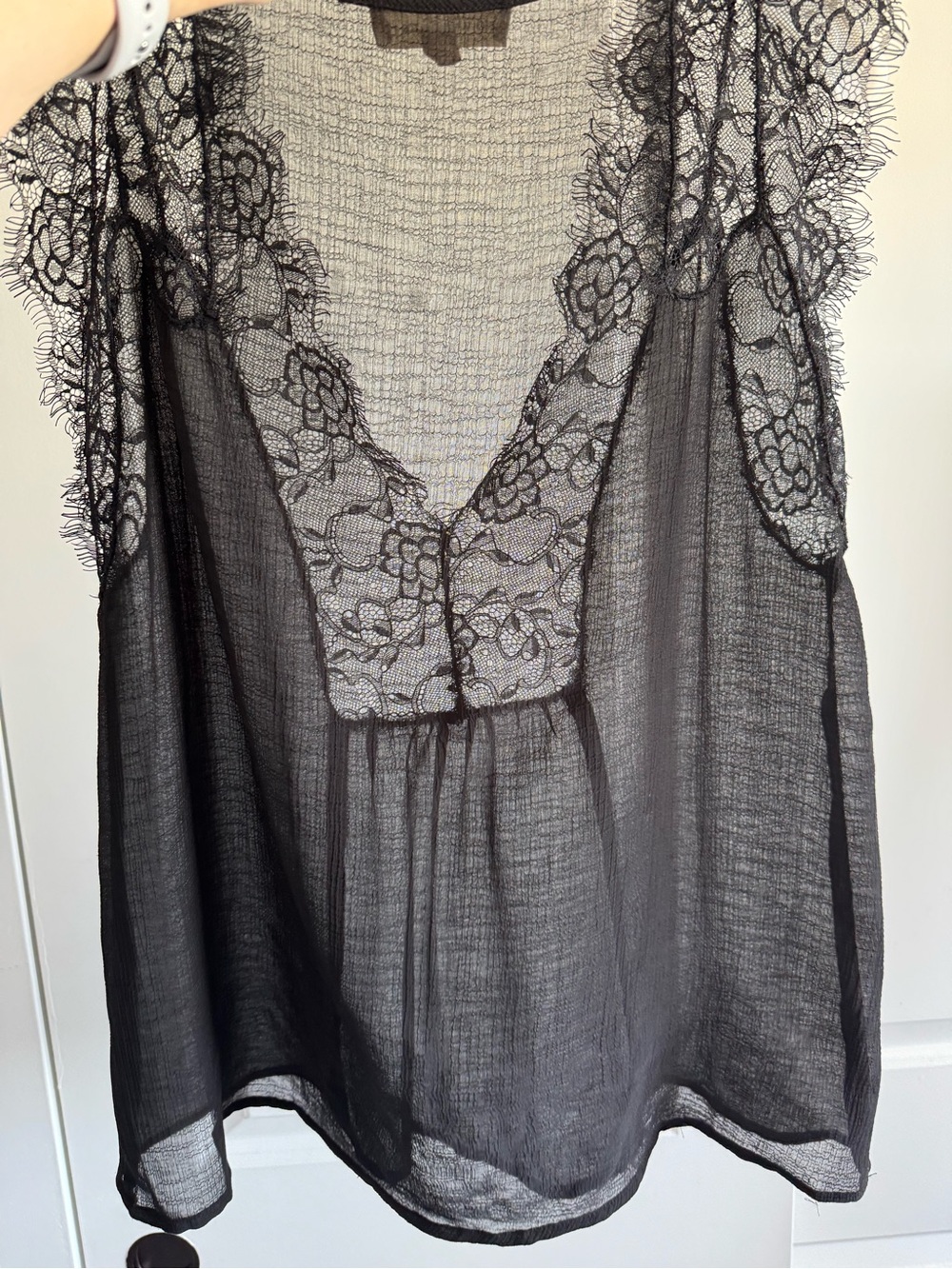 Lovestitch Black Lace Cap Sleeve Blouse in a sheer, romantic fabric - Picture 5 of 7